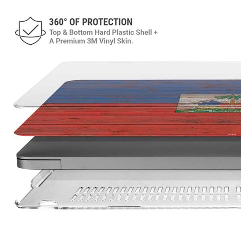 Haiti Flag Dark Wood MacBook Cases